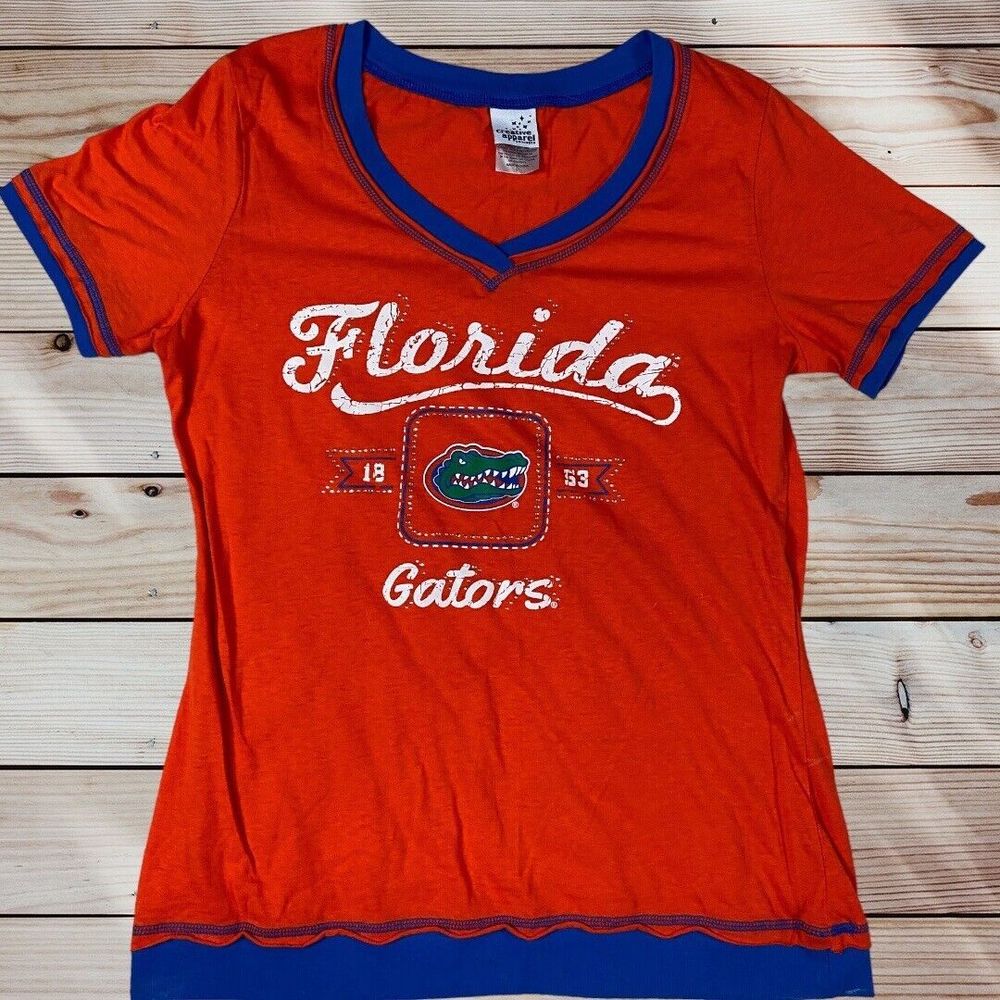 Creative Apparel Florida Gators Shirt Womens L Orange Blue Embellished 1853 Fla